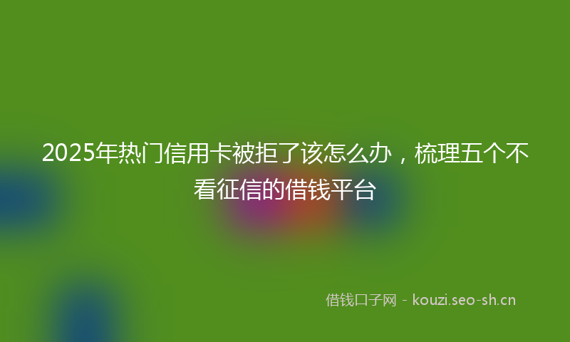 2025年热门信用卡被拒了该怎么办，梳理五个不看征信的借钱平台