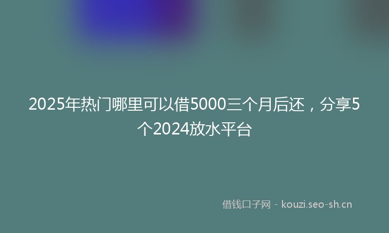2025年热门哪里可以借5000三个月后还，分享5个2024放水平台
