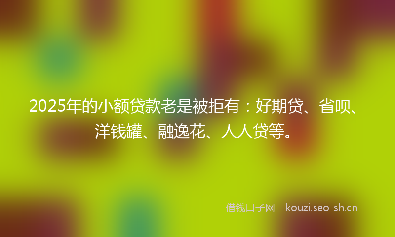 2025年的小额贷款老是被拒有：好期贷、省呗、洋钱罐、融逸花、人人贷等。