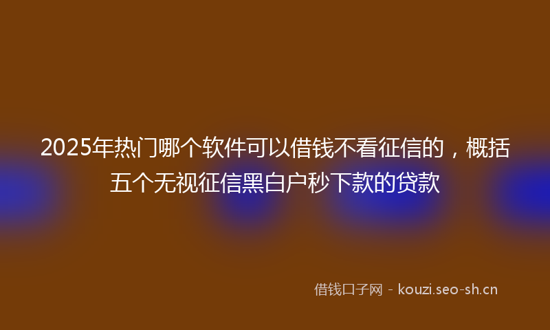 2025年热门哪个软件可以借钱不看征信的，概括五个无视征信黑白户秒下款的贷款