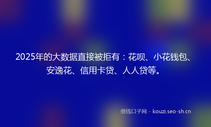 2025年的大数据直接被拒有：花呗、小花钱包、安逸花、信用卡贷、人人贷等。