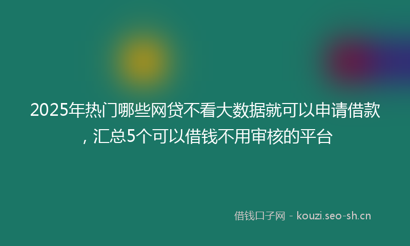 2025年热门哪些网贷不看大数据就可以申请借款，汇总5个可以借钱不用审核的平台
