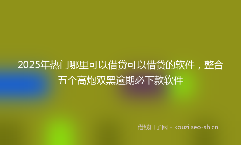 2025年热门哪里可以借贷可以借贷的软件，整合五个高炮双黑逾期必下款软件