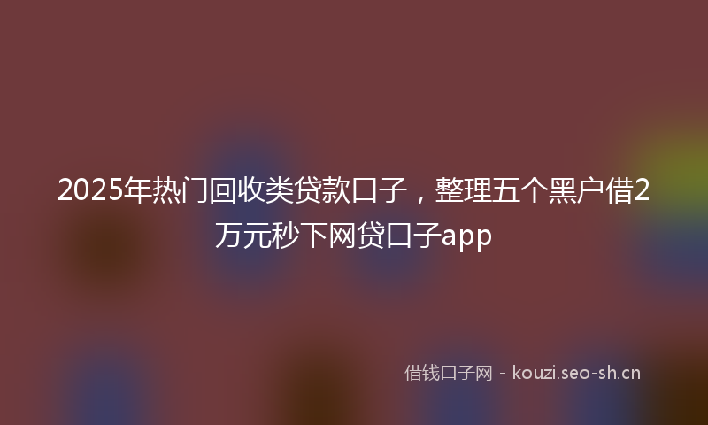 2025年热门回收类贷款口子，整理五个黑户借2万元秒下网贷口子app