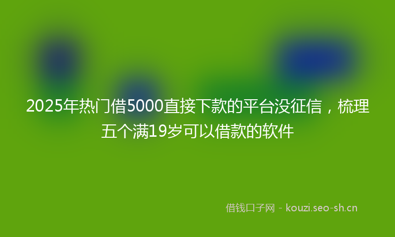 2025年热门借5000直接下款的平台没征信，梳理五个满19岁可以借款的软件