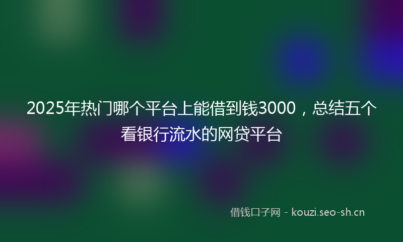 2025年热门哪个平台上能借到钱3000，总结五个看银行流水的网贷平台