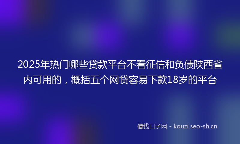 2025年热门哪些贷款平台不看征信和负债陕西省内可用的，概括五个网贷容易下款18岁的平台