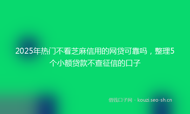 2025年热门不看芝麻信用的网贷可靠吗，整理5个小额贷款不查征信的口子