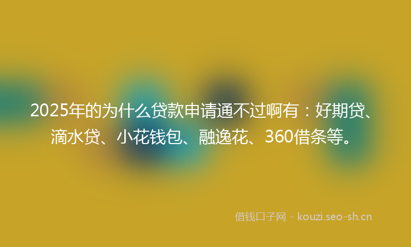 2025年的为什么贷款申请通不过啊有：好期贷、滴水贷、小花钱包、融逸花、360借条等。