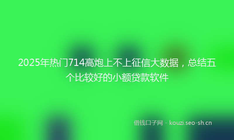 2025年热门714高炮上不上征信大数据，总结五个比较好的小额贷款软件