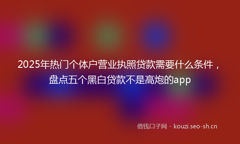 2025年热门个体户营业执照贷款需要什么条件，盘点五个黑白贷款不是高炮的app