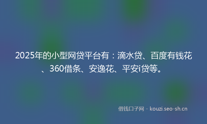 2025年的小型网贷平台有：滴水贷、百度有钱花、360借条、安逸花、平安i贷等。