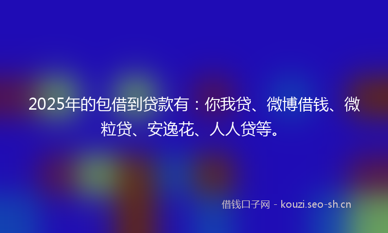 2025年的包借到贷款有：你我贷、微博借钱、微粒贷、安逸花、人人贷等。