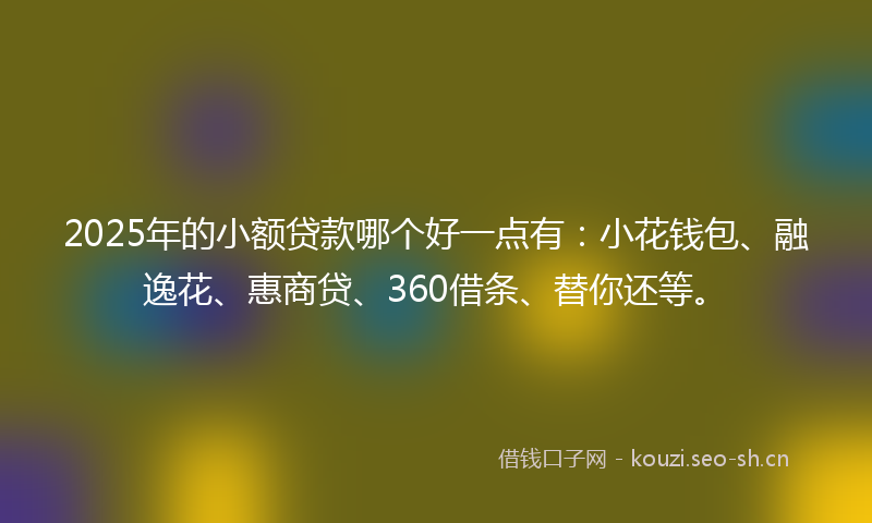 2025年的小额贷款哪个好一点有：小花钱包、融逸花、惠商贷、360借条、替你还等。