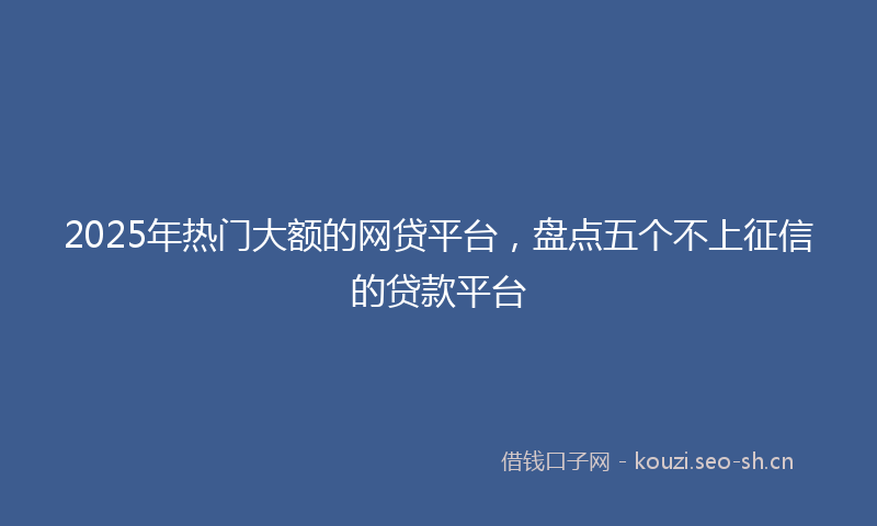 2025年热门大额的网贷平台，盘点五个不上征信的贷款平台