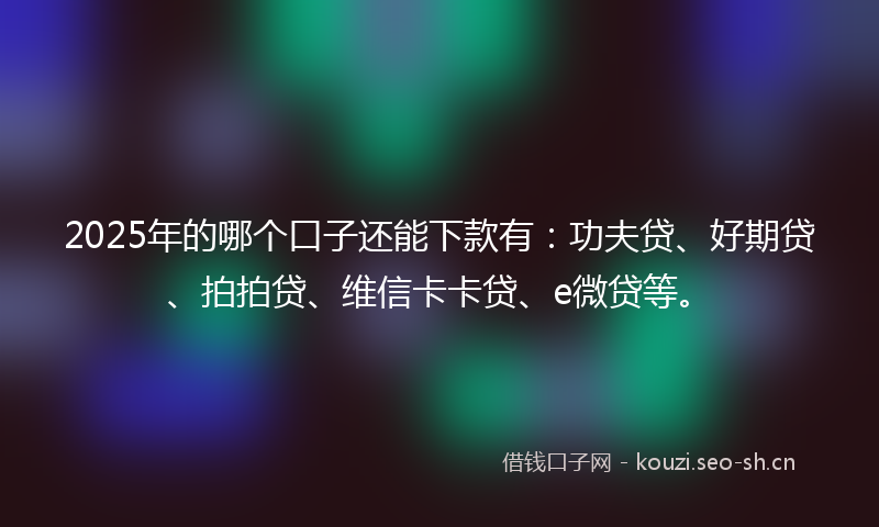 2025年的哪个口子还能下款有：功夫贷、好期贷、拍拍贷、维信卡卡贷、e微贷等。