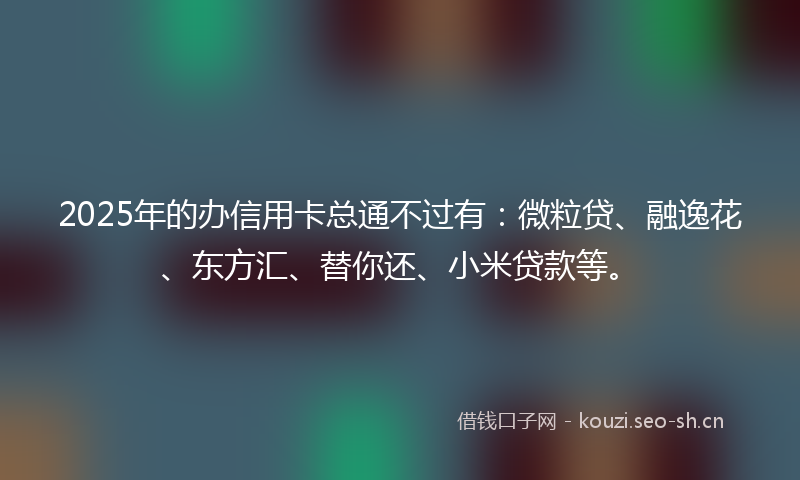 2025年的办信用卡总通不过有：微粒贷、融逸花、东方汇、替你还、小米贷款等。