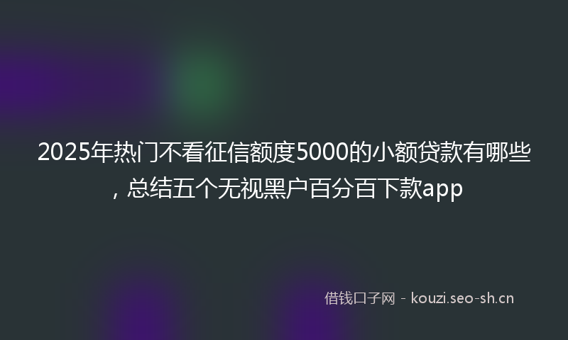 2025年热门不看征信额度5000的小额贷款有哪些，总结五个无视黑户百分百下款app