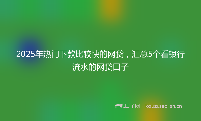 2025年热门下款比较快的网贷，汇总5个看银行流水的网贷口子