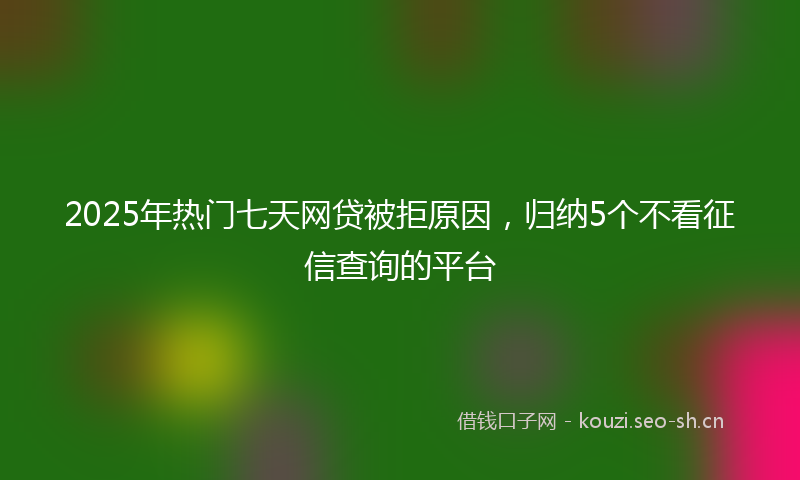 2025年热门七天网贷被拒原因，归纳5个不看征信查询的平台
