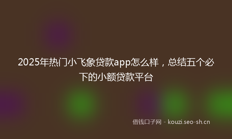 2025年热门小飞象贷款app怎么样，总结五个必下的小额贷款平台