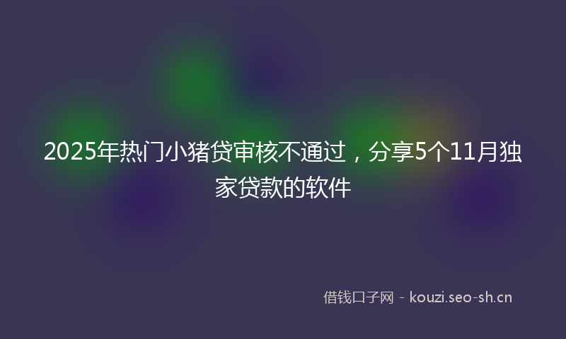 2025年热门小猪贷审核不通过，分享5个11月独家贷款的软件