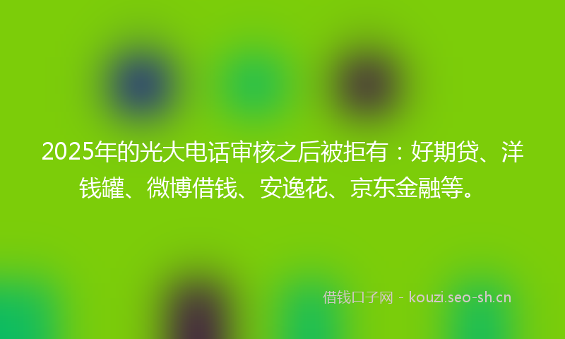 2025年的光大电话审核之后被拒有：好期贷、洋钱罐、微博借钱、安逸花、京东金融等。
