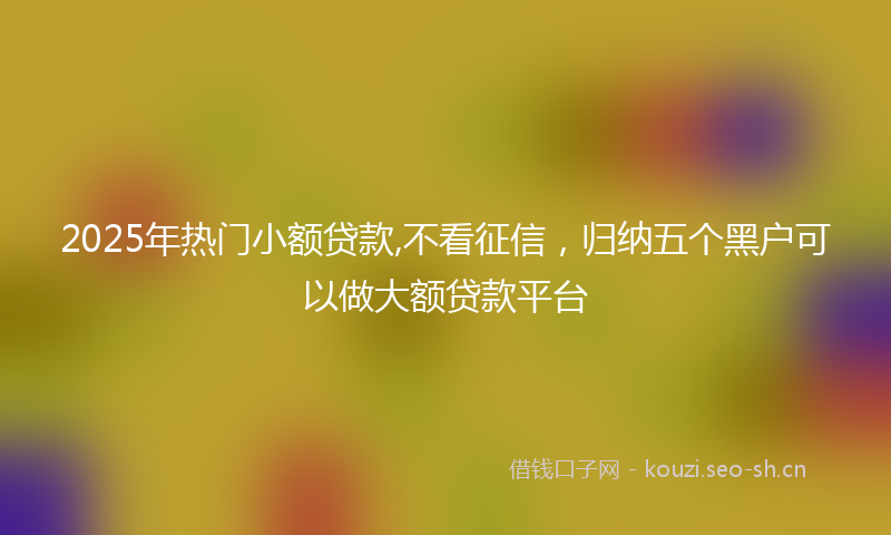 2025年热门小额贷款,不看征信，归纳五个黑户可以做大额贷款平台