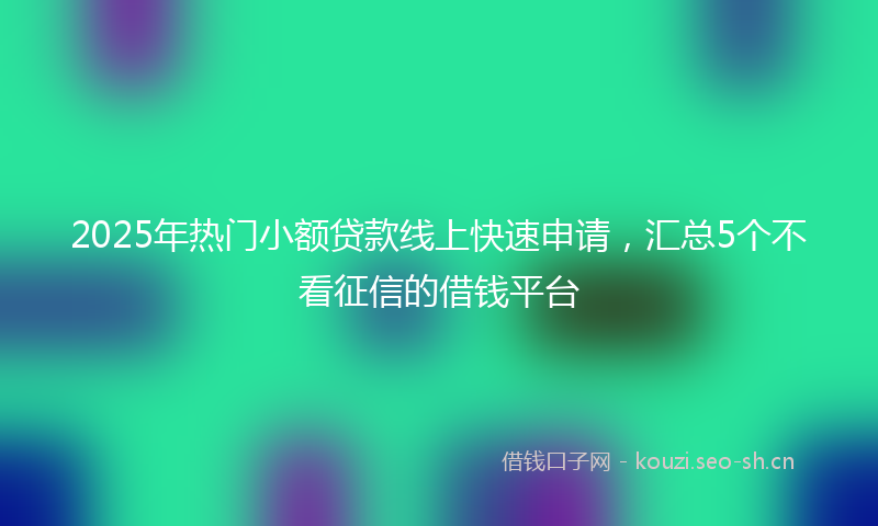 2025年热门小额贷款线上快速申请，汇总5个不看征信的借钱平台