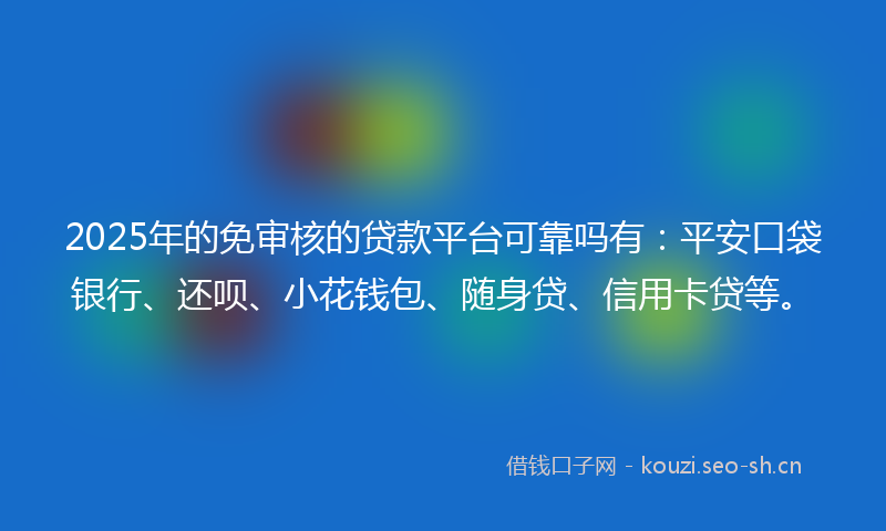 2025年的免审核的贷款平台可靠吗有：平安口袋银行、还呗、小花钱包、随身贷、信用卡贷等。