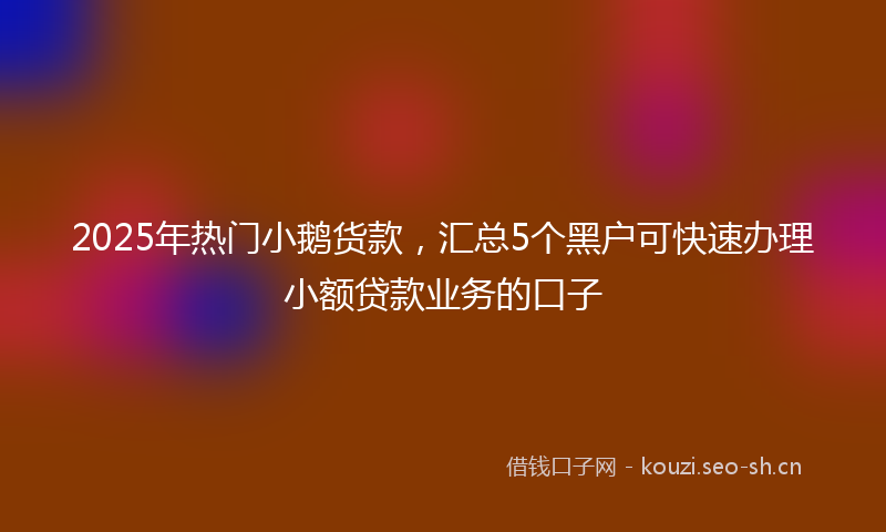 2025年热门小鹅货款，汇总5个黑户可快速办理小额贷款业务的口子