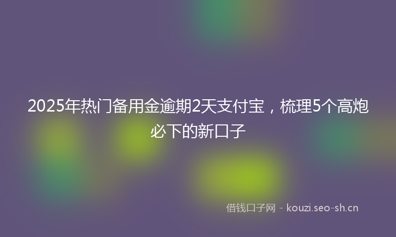 2025年热门备用金逾期2天支付宝，梳理5个高炮必下的新口子