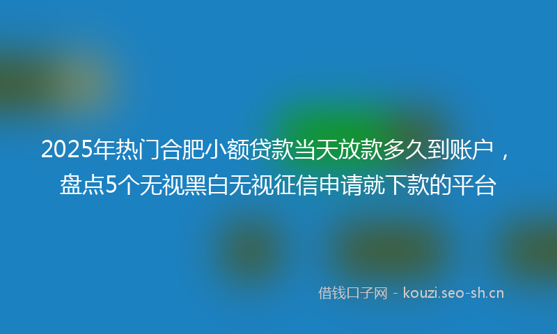 2025年热门合肥小额贷款当天放款多久到账户，盘点5个无视黑白无视征信申请就下款的平台