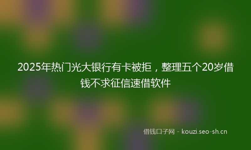2025年热门光大银行有卡被拒，整理五个20岁借钱不求征信速借软件
