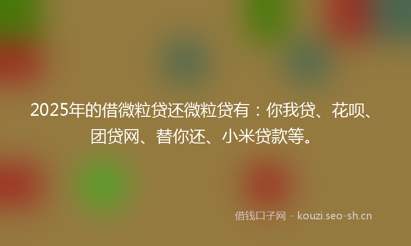 2025年的借微粒贷还微粒贷有：你我贷、花呗、团贷网、替你还、小米贷款等。