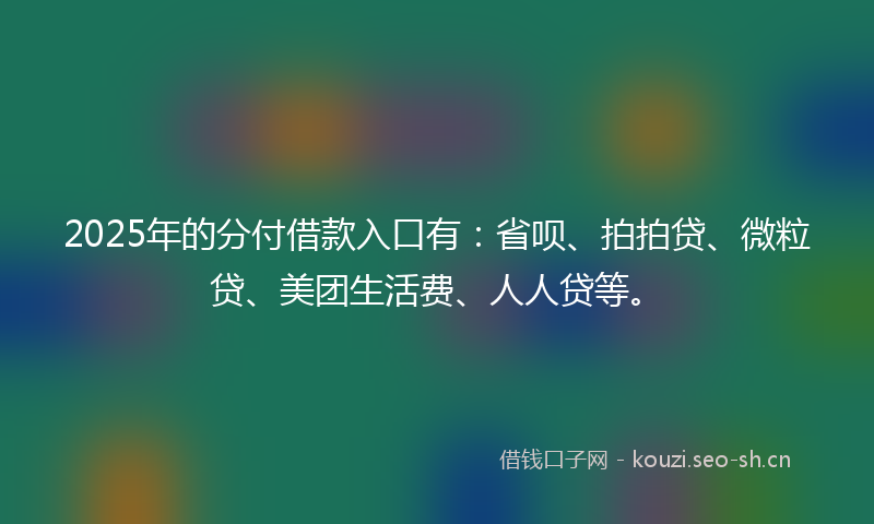 2025年的分付借款入口有：省呗、拍拍贷、微粒贷、美团生活费、人人贷等。