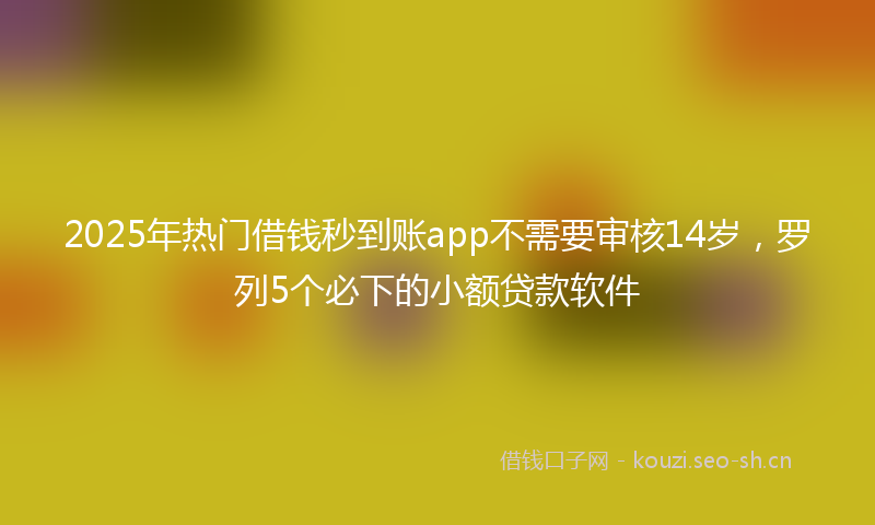 2025年热门借钱秒到账app不需要审核14岁，罗列5个必下的小额贷款软件