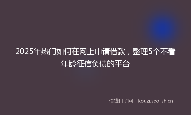 2025年热门如何在网上申请借款，整理5个不看年龄征信负债的平台