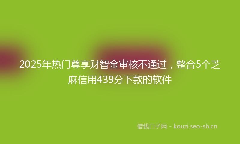 2025年热门尊享财智金审核不通过，整合5个芝麻信用439分下款的软件