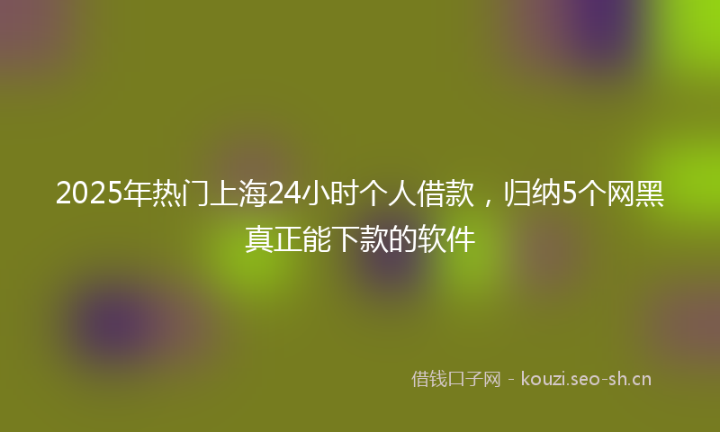 2025年热门上海24小时个人借款，归纳5个网黑真正能下款的软件