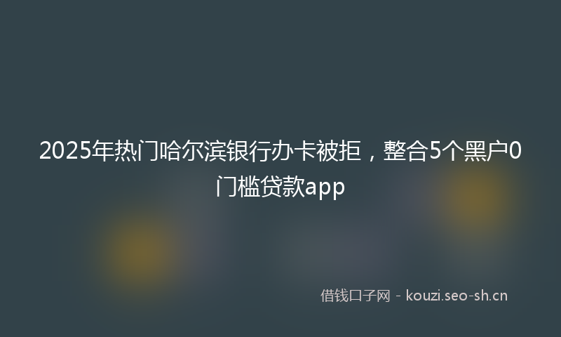 2025年热门哈尔滨银行办卡被拒，整合5个黑户0门槛贷款app