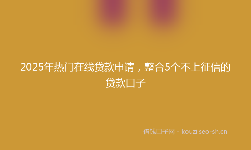 2025年热门在线贷款申请，整合5个不上征信的贷款口子