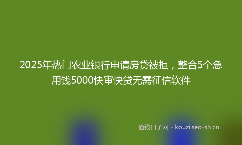 2025年热门农业银行申请房贷被拒，整合5个急用钱5000快审快贷无需征信软件
