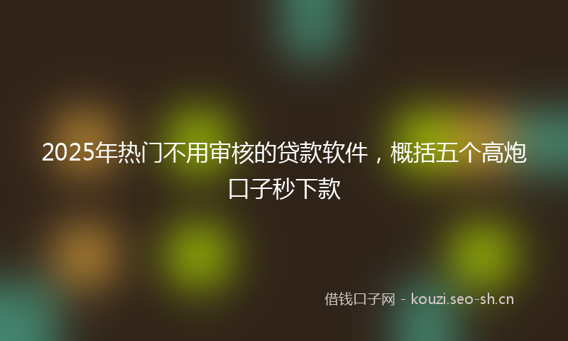 2025年热门不用审核的贷款软件，概括五个高炮口子秒下款