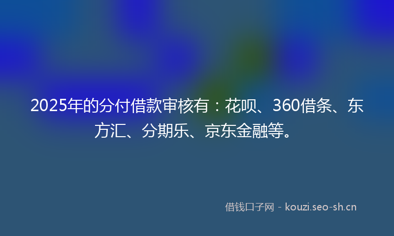 2025年的分付借款审核有：花呗、360借条、东方汇、分期乐、京东金融等。