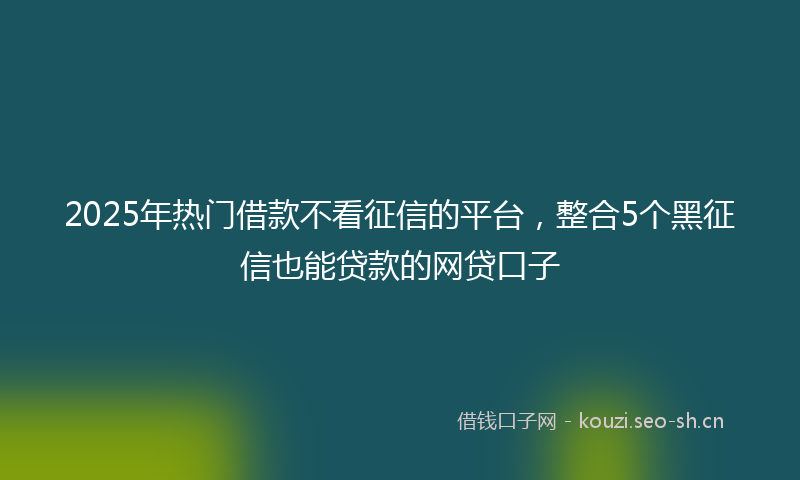 2025年热门借款不看征信的平台，整合5个黑征信也能贷款的网贷口子