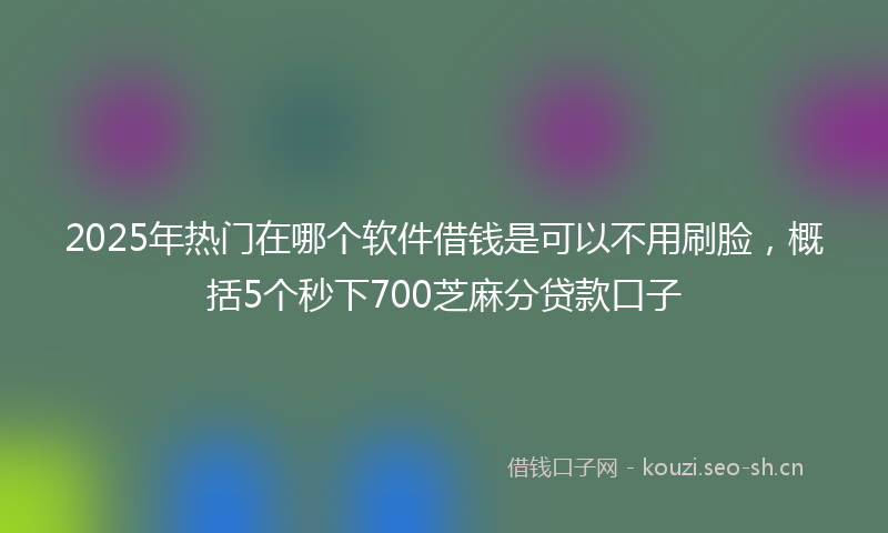 2025年热门在哪个软件借钱是可以不用刷脸，概括5个秒下700芝麻分贷款口子