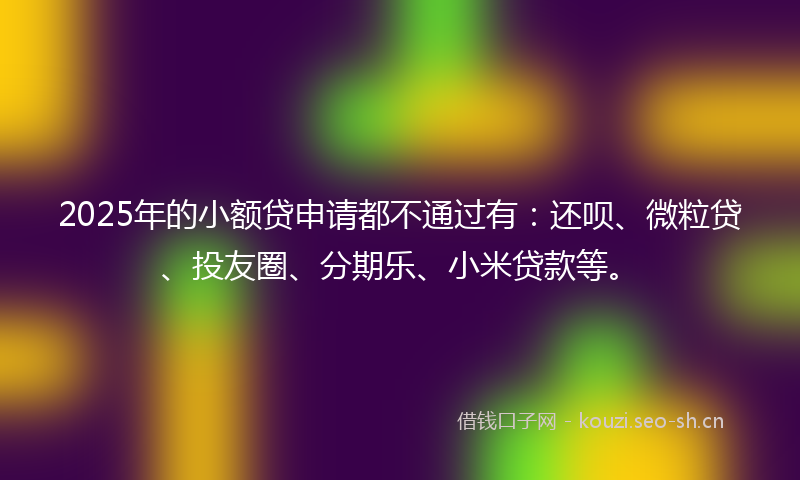 2025年的小额贷申请都不通过有：还呗、微粒贷、投友圈、分期乐、小米贷款等。