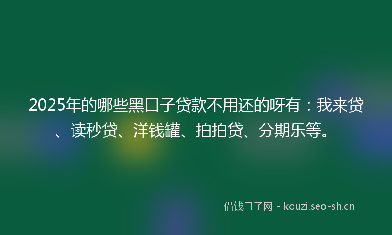 2025年的哪些黑口子贷款不用还的呀有：我来贷、读秒贷、洋钱罐、拍拍贷、分期乐等。