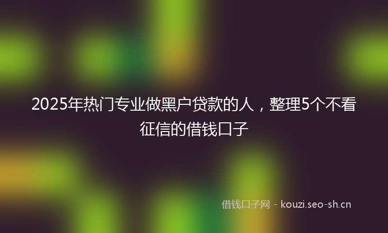 2025年热门专业做黑户贷款的人，整理5个不看征信的借钱口子